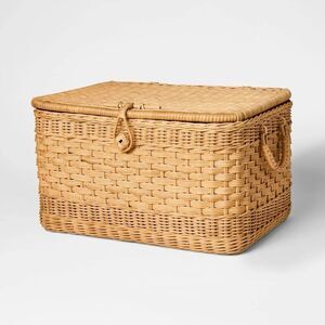 Threshold Studio McGee Large Lidded Rattan Basket Brown Woven Decor